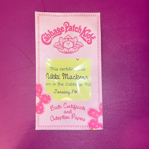 Cabbage Patch Kids Birth Certificate & Adoption Papers Nikki Mackena - Picture 2 of 7